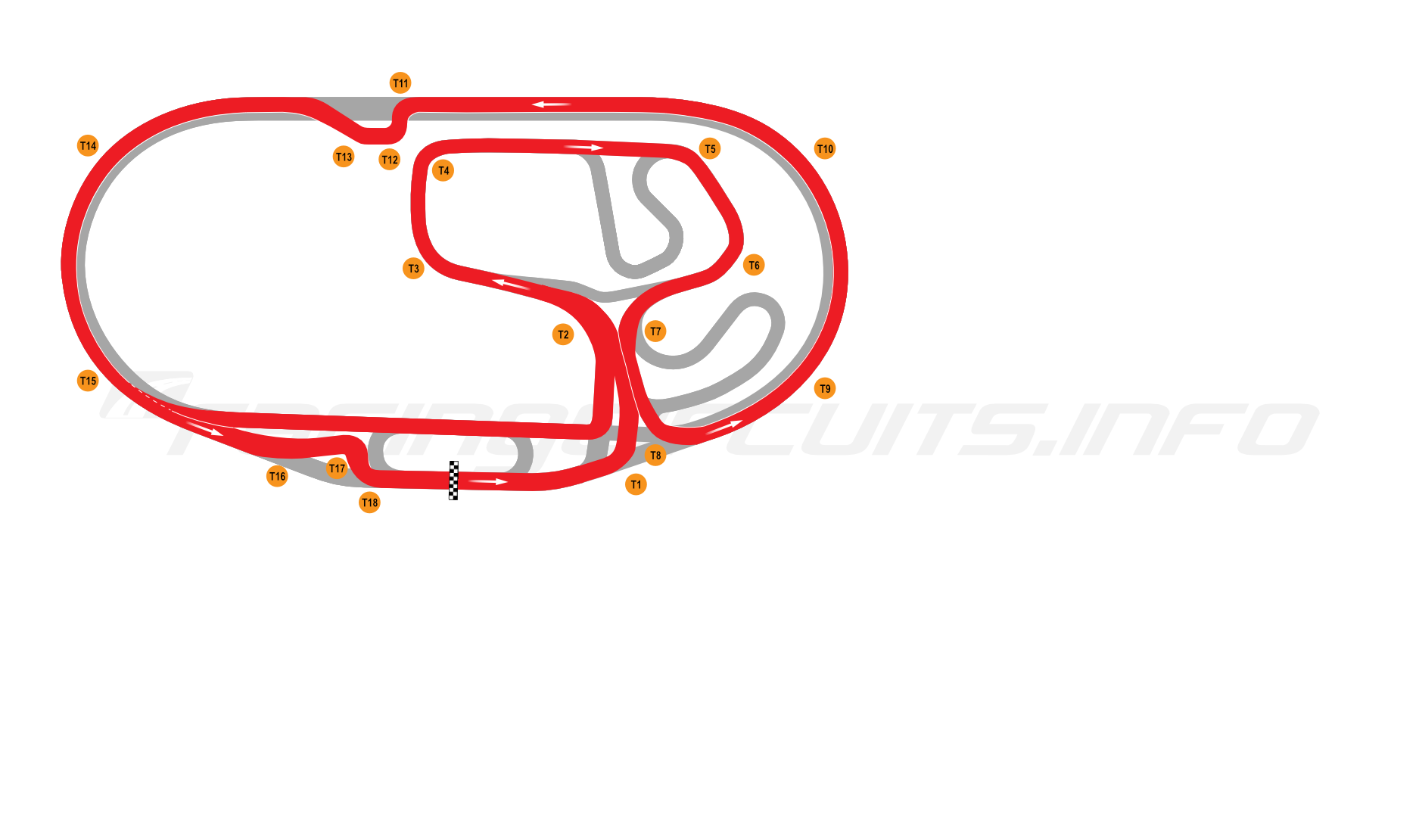 Map of Charlotte Motor Speedway, NASCAR Roval Course 2019-23